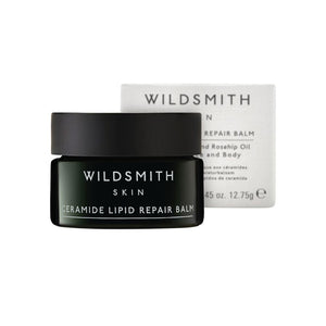 Dark green Wildsmith Skin Ceramide Lipid Repair Balm 12.75g next to white box